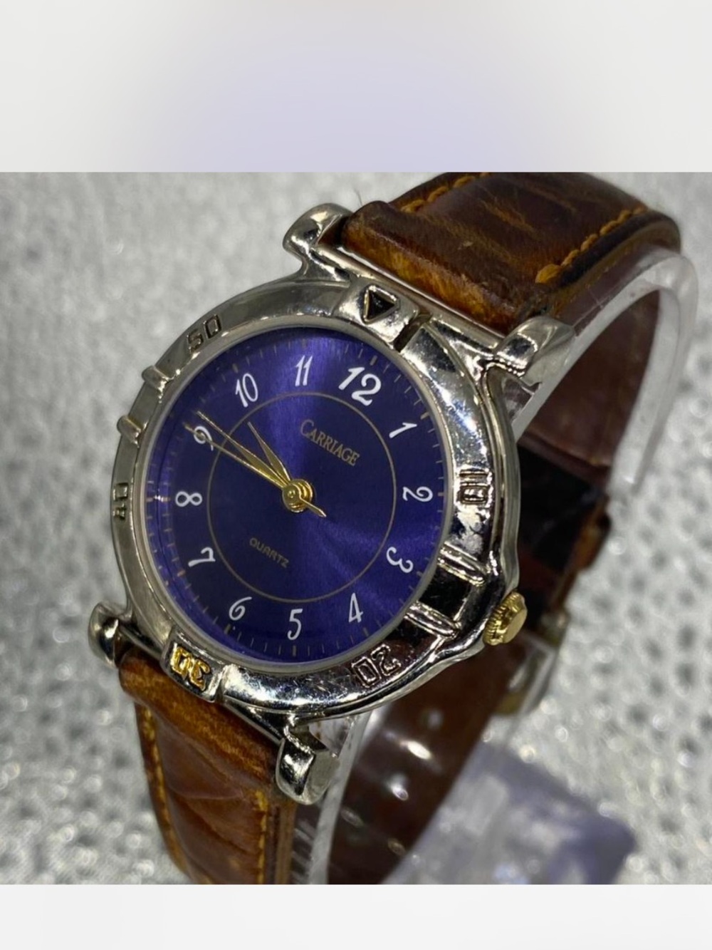 *** Carriage ^^^ Colbalt Blue ***  Tan  Leather Strap Watch ^^^